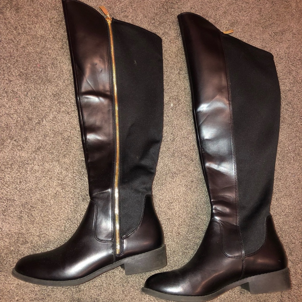 Black leather boots